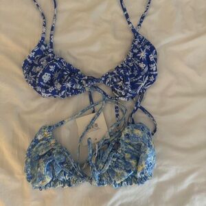 💙 Kulani Kinis Blue Floral Bikini Set | Ruched | Adjustable | NWT
